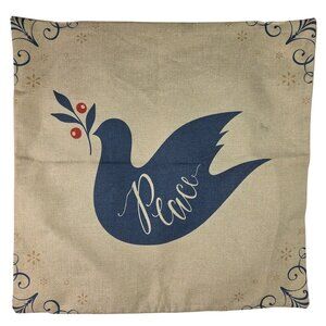 Decorative 17x17" Pillow Sham With Blue Peace Dove Design
